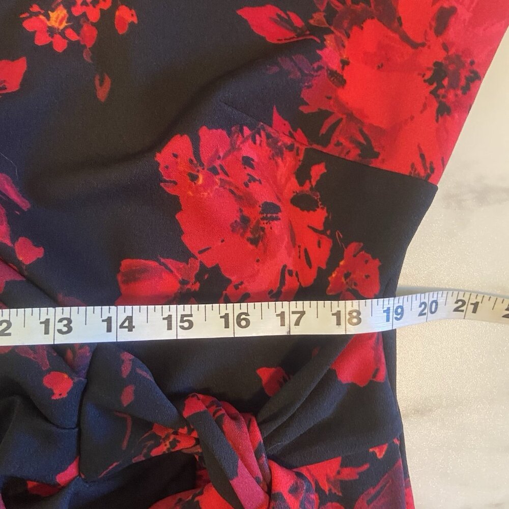 Adorne Dress Women's 16 W Red Black Floral Side Tie Ruffle Party Holiday Wedding - Picture 11 of 12